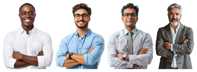 PNG Diverse professional team portrait, element set on transparent background