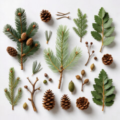 Natural Elements Arrangement on White Background