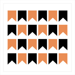 Seamless vector background featuring orange and black triangular pennant flags. Perfect for Halloween, Fall, Autumn, party invitations, greeting cards,