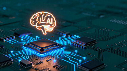 AI brain on circuit board