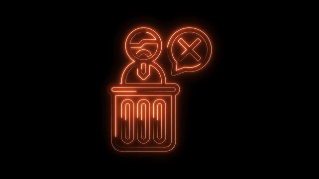 Rejection at work neon style illustration of a businessman receiving negative feedback with red x