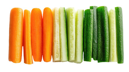 Slices of carrot, cucumber arranged in bands