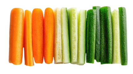 Slices of carrot, cucumber arranged in bands