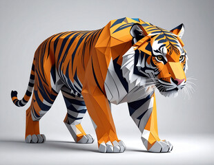 3D Paper Tiger Origami &ndash; Low Poly Geometric Paper Craft Animal Sculpture