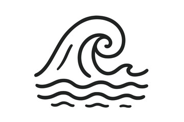 Ocean wave icon in linear style with swirl symbol vector illustration, cartoon design with transparent background, water waves, sea nature element, wave curl concept