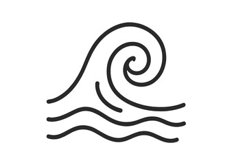 Wave icon illustration, water motion linear symbol, aquatic swirl vector graphic with transparent background, ocean wave design, minimalist water element art