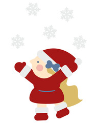 雪の中遊ぶかわいい女の子のサンタクロース