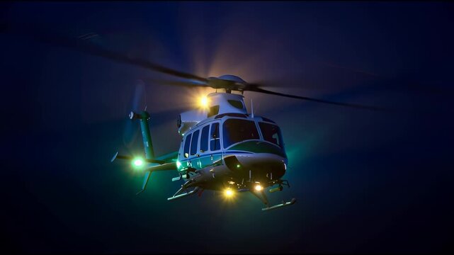 Military helicopter flying takeoff in mission defense and attack