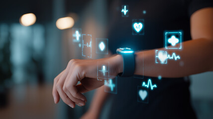 businessman holding a virtual screen