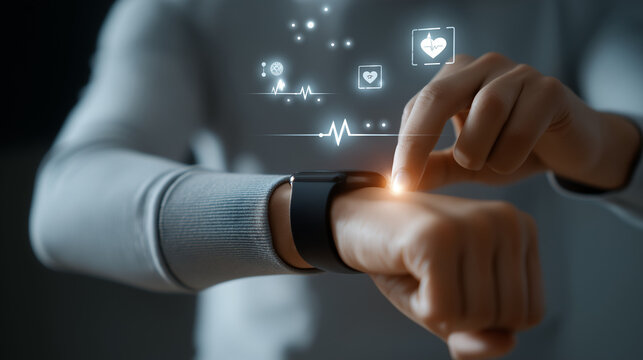 hand pushing a button on a touch screen interface