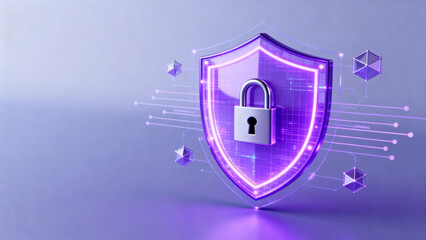 Digital security shield with padlock