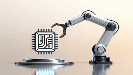 Robot arm assembling microchip