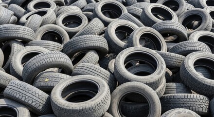 A pile of old, worn-out tires in a pile.