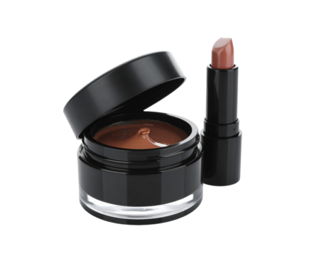 Black brow pomade makeup isolated on white background, used for defining eyebrows