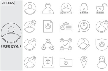 User Icon Set. people icon set. vector icon set. editable strokes.