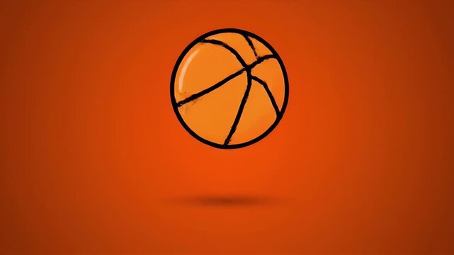 Animated Basketball Icon Bouncing on Orange Background.