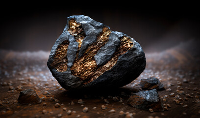Close up of geode with embedded rare elements in mine environment - 3D illustration