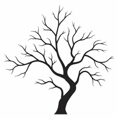 Silhouette Minimalist Bare Tree No Leaves Isolated Plant Illustration