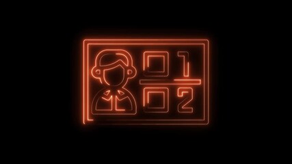Identity card neon style animation on black background digital identification concept