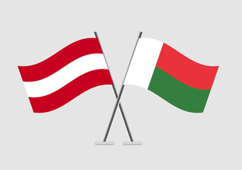 Austria and Madagascar vector flags image with clean flat presentation