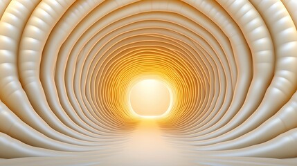 Ethereal Tunnel with Soft Curves and Glowing Light at the End