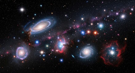 A vast array of galaxies and stars in space, showcasing the beauty and complexity of the universe.