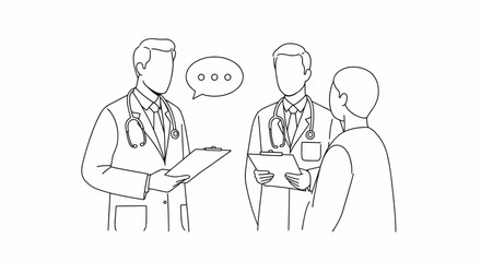 Doctor Consultation Vector – Outline Medical Scene