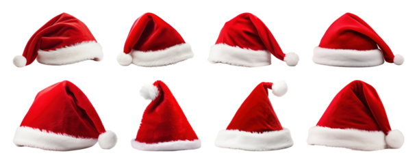 PNG Various red Santa hats collection, element set on transparent background