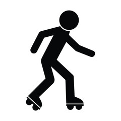 Person Roller Skating Pictogram Isolated on White Background