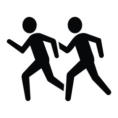 Two People Running Pictogram Isolated on White Background