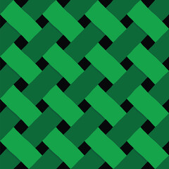Green Ribbon Weaving Pattern on Black Background