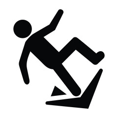 Worker Hazard Accident Fall Pictogram Isolated on White Background