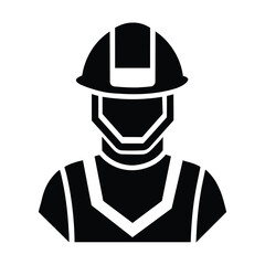 Worker Wearing Helmet Vector Icon Isolated on White Background