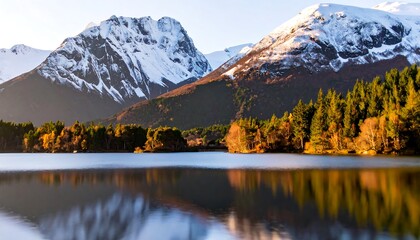 Mountain lake sunrise reflection