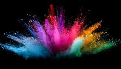 vibrant powder explosion against a black background