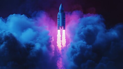 Rocket Launch into the Nebula - A Cosmic Journey of Exploration and Innovation