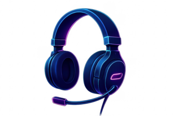 Gaming headset with blue and purple neon lights