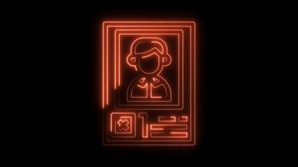Neon card id glowing isolated on black background identification technology