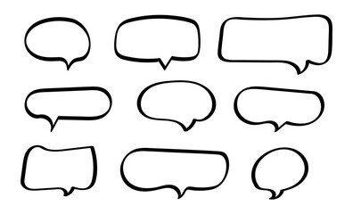 Hand drawn speech bubbles set