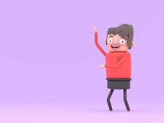 Chico en escena posando. Ideal para añadir texto o algún elemento. Ilustración 3d.