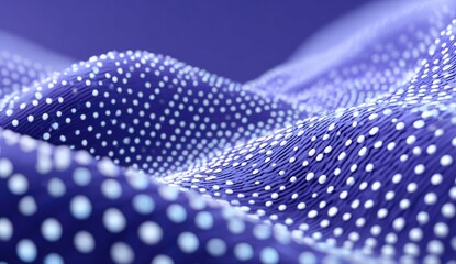 Abstract pattern of flowing dots on a purple background.