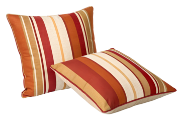 PNG image of Vibrant Orange Striped Throw Pillows on White Background