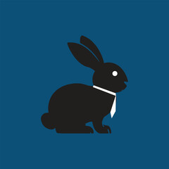 Business Rabbit Logo Design with Tie, Modern Bunny Silhouette for Corporate, Creative, and Marketing Branding Concepts
