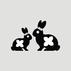 Cute Rabbit Silhouette Icon – Easter Bunny Vector Illustration for Spring and Holiday Design