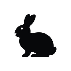 Black Silhouette of Rabbit — Minimal Bunny Vector Illustration