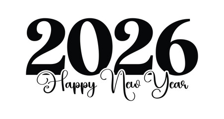Modern new year 2026 greeting card design with festive elements and bold typography, happy new year 2026 with fireworks