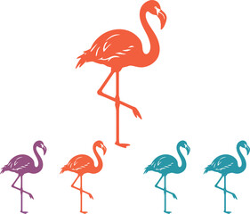 Colorful Flamingo Silhouettes