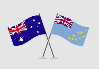 Australia and Tuvalu vector flags artwork with calm symbolism