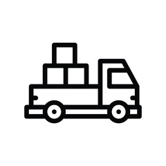 A black outline truck carrying boxes