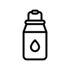 A blacklined bottle icon with a teardrop symbol